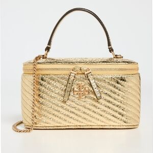 Tory Burch Gold Mini Bag with Woven Texture